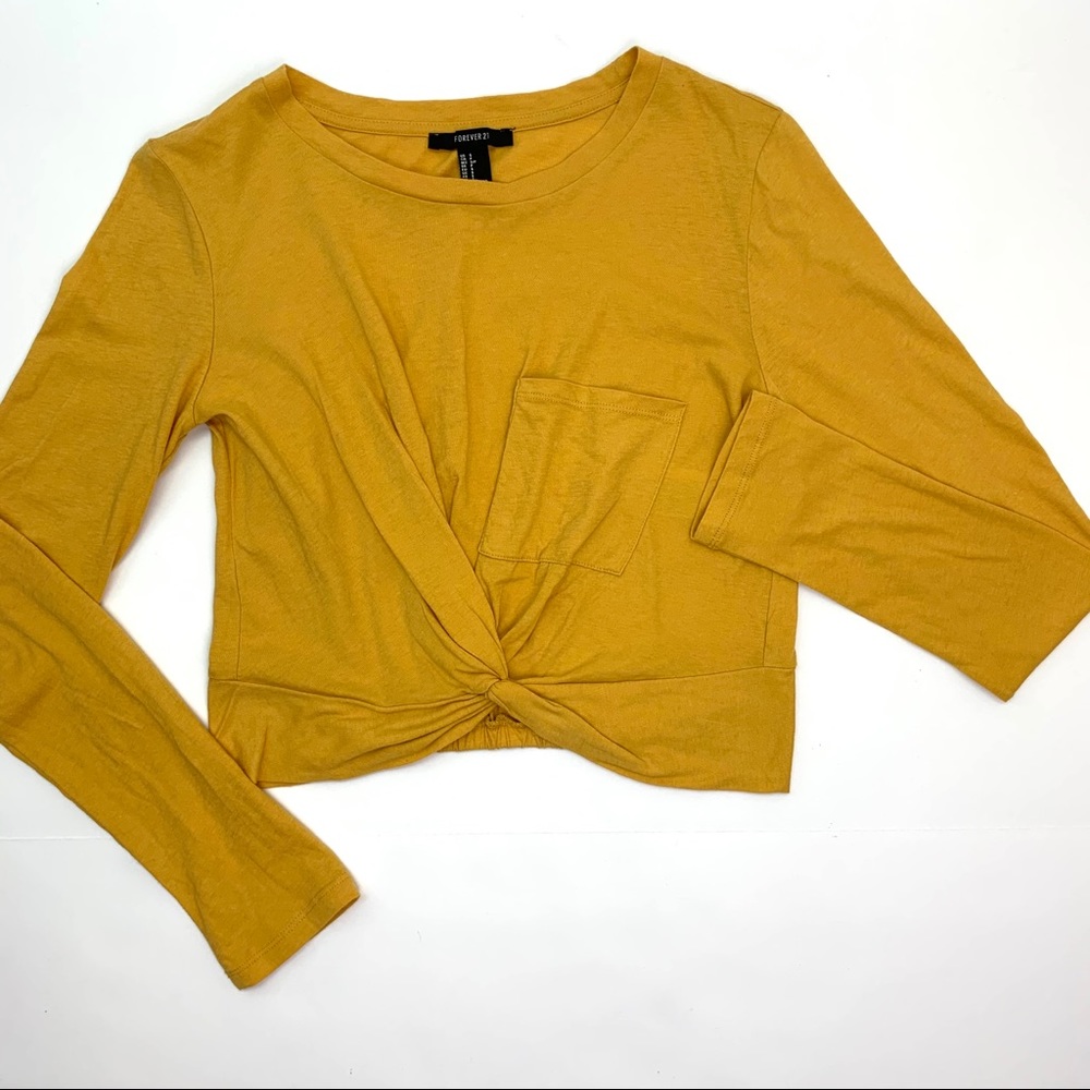FOREVER 21 yellow long sleeves crop top